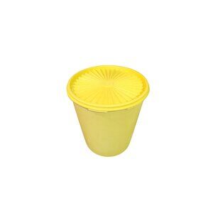 Vintage Yellow Tupperware Container With Lid 803-12 Round Storage Bin Retro Kitc